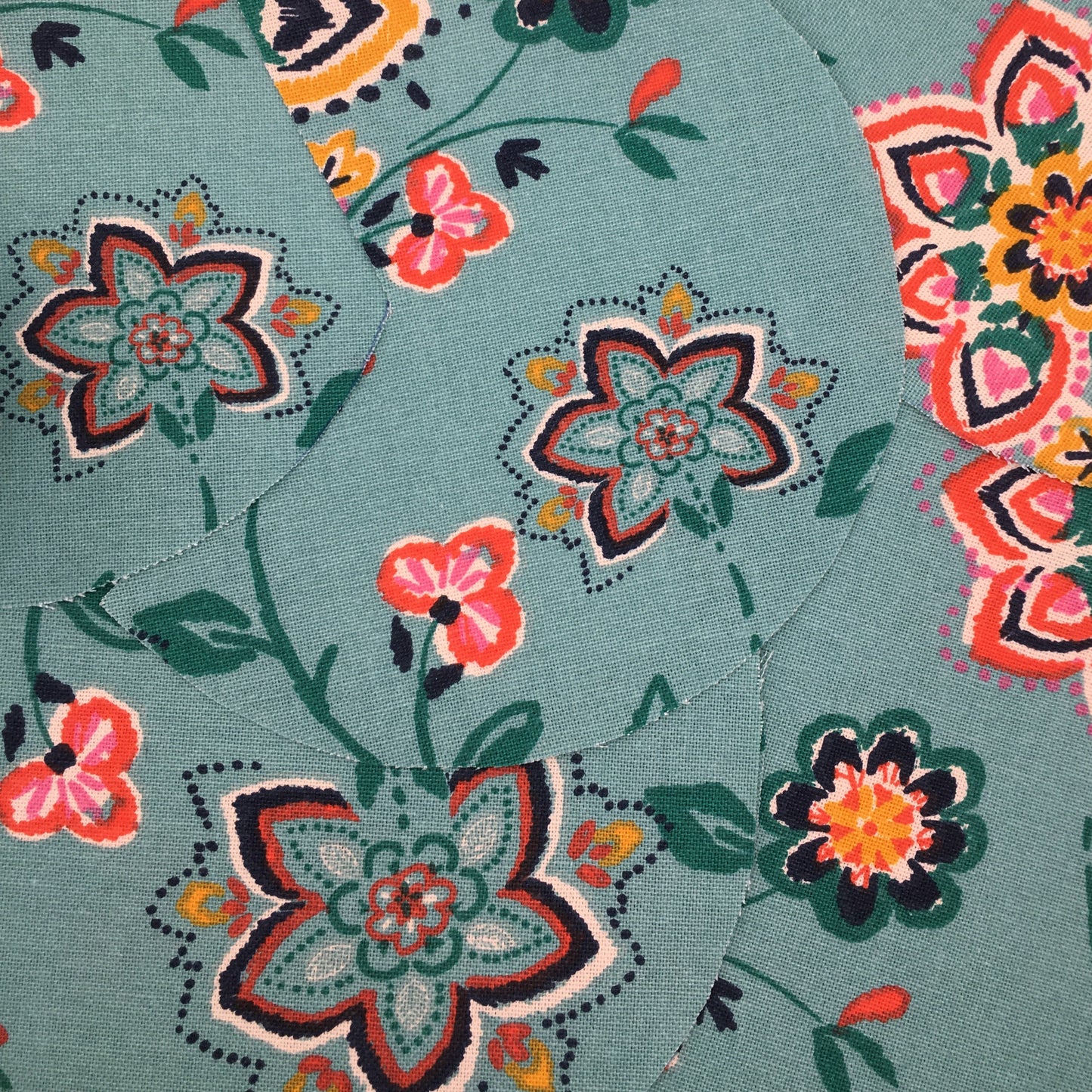 Maniques Fleurs - Turquoise / Marine