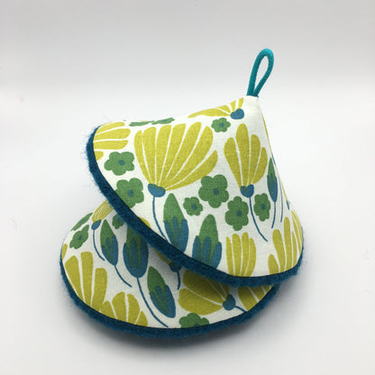 Maniques Fleurs - Anis / Pétrole