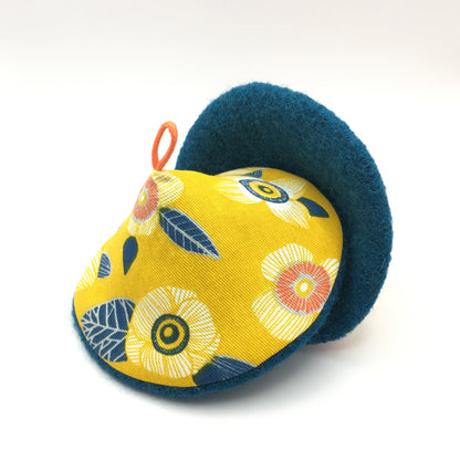 Maniques Fleurs - Jaune / Pétrole