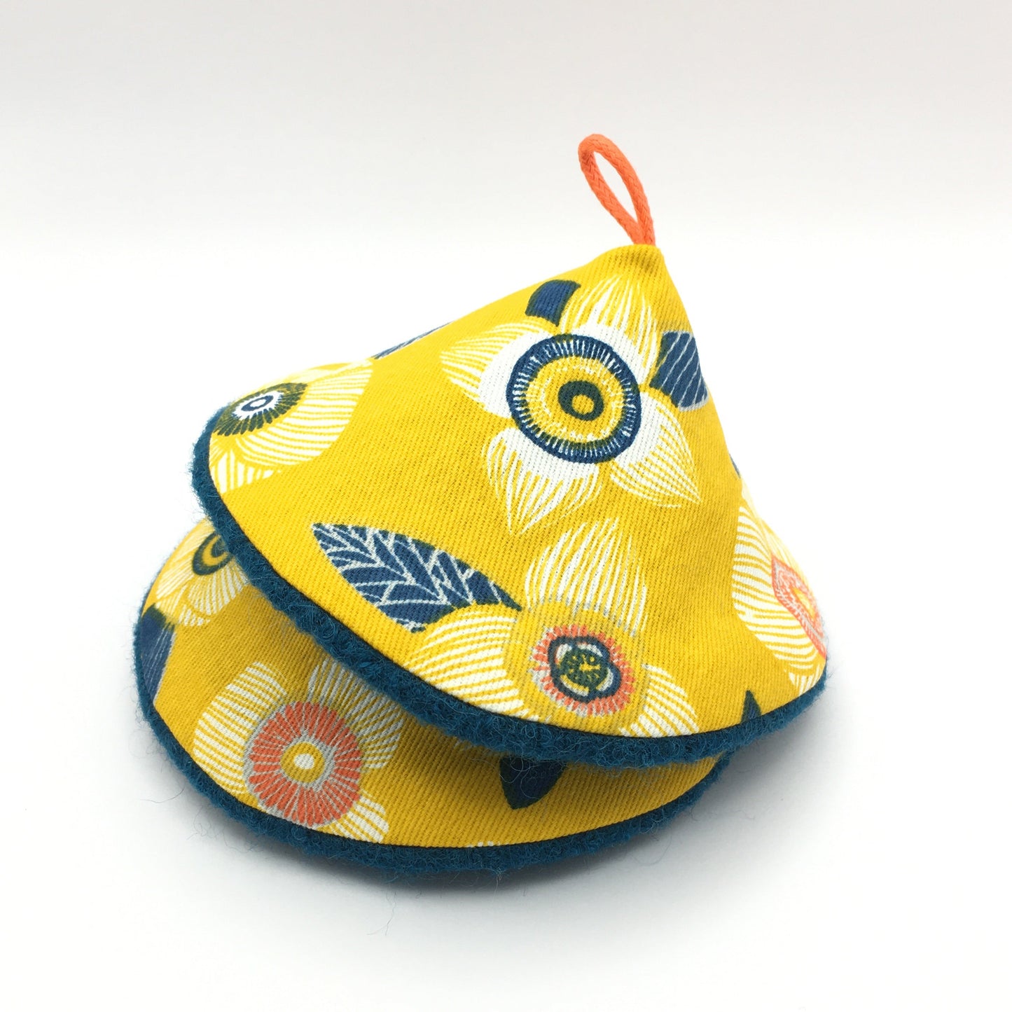 Maniques Fleurs - Jaune / Pétrole