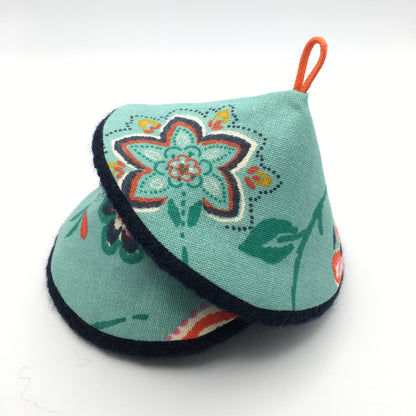 Maniques Fleurs - Turquoise  / Marine