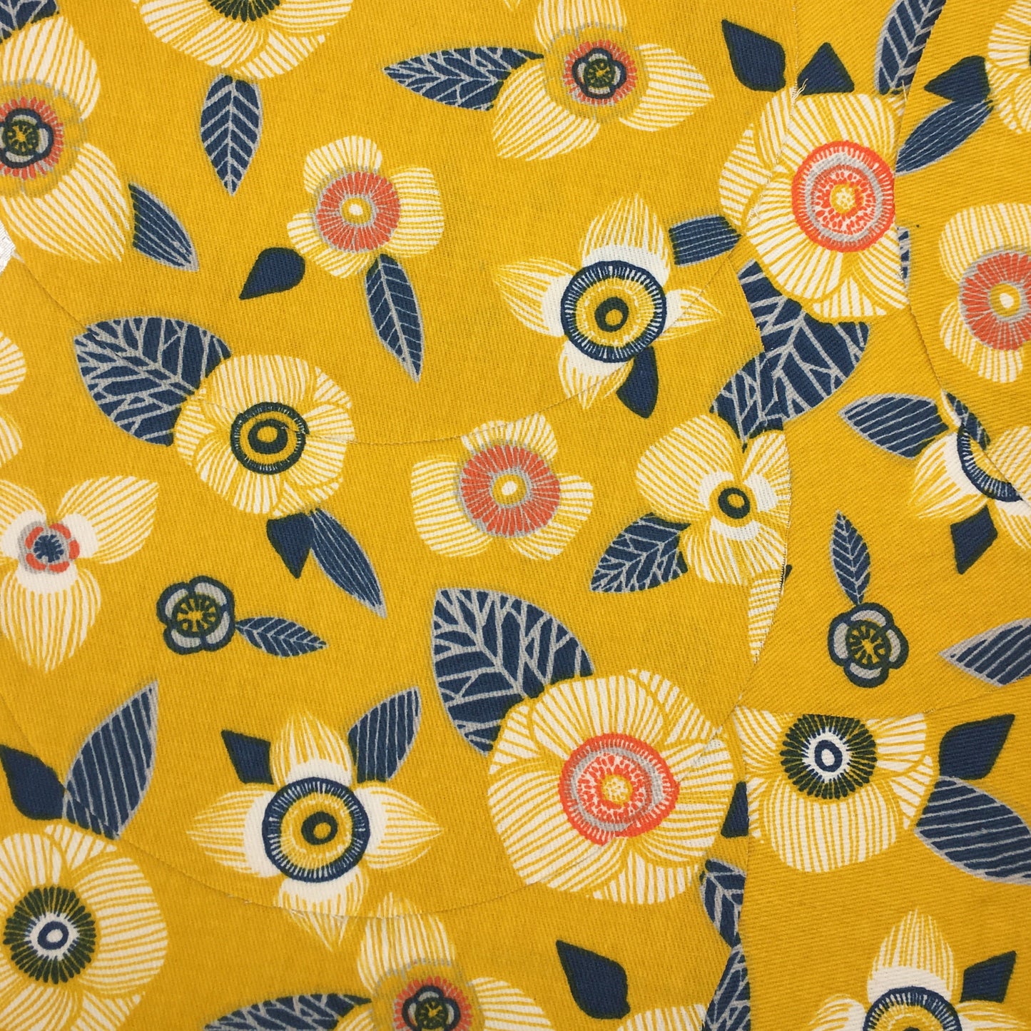 Maniques Fleurs - Jaune / Pétrole